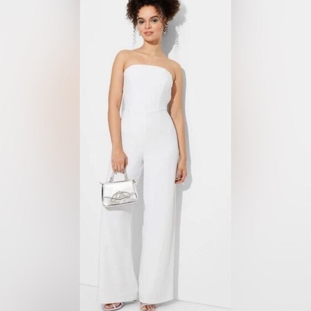 NWT Wild Fable Wide Leg Tube Jumpsuit w Removable Straps in White - Size XXS